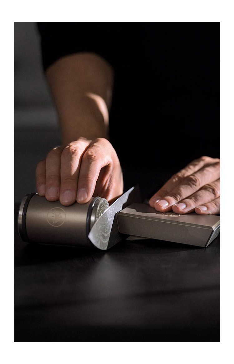 Photo de l'affuteur guidé HORL®3 PRO en aluminium en fonctionnement.