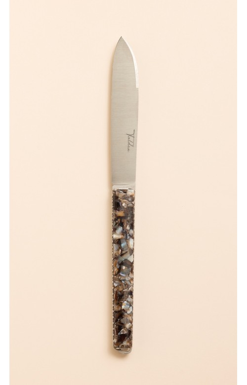Taldea, couteau de table en coquilles d'huîtres et feuilles d'or