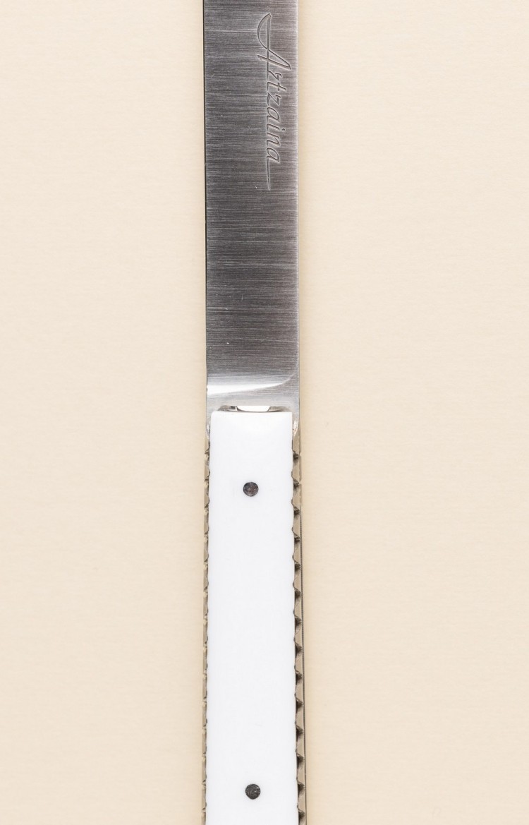 Photo de Artzaina, couteau de table en acrylique, plan rapproché