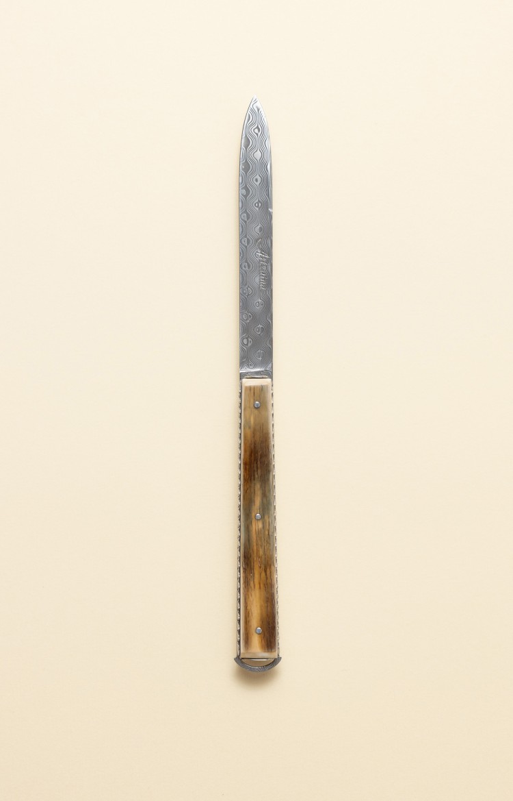 Photo de Artzaina, couteau de table en ivoire de mammouth et lame damas