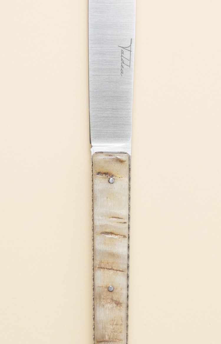 Photo de Taldea, couteaux de table en corne de bélier, plan rapproché